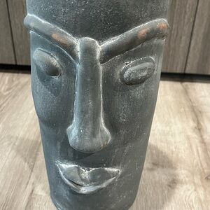 Gray Face Sculpture Vase